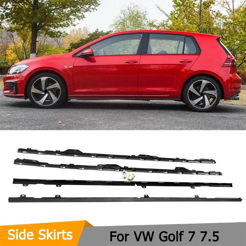 Car Door Protector Chin Kit Guard Side Skirts Aprons For Volkswagen VW GOLF 7 7.5 R R Line Hatchback 2014 - 2018 4PC Black PP