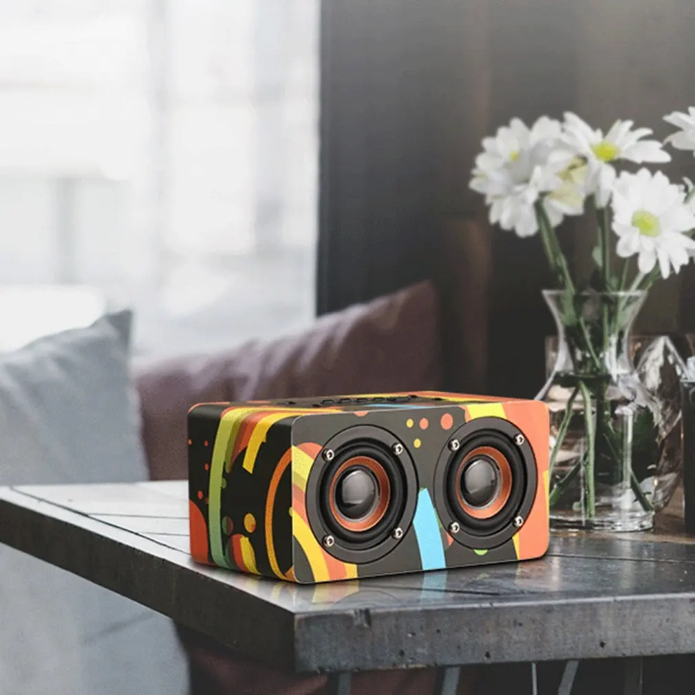 Деревянный беспроводной Bluetooth динамик Портативный hifi шок бас Саундбар динамик Компьютер Аудио caixa de som