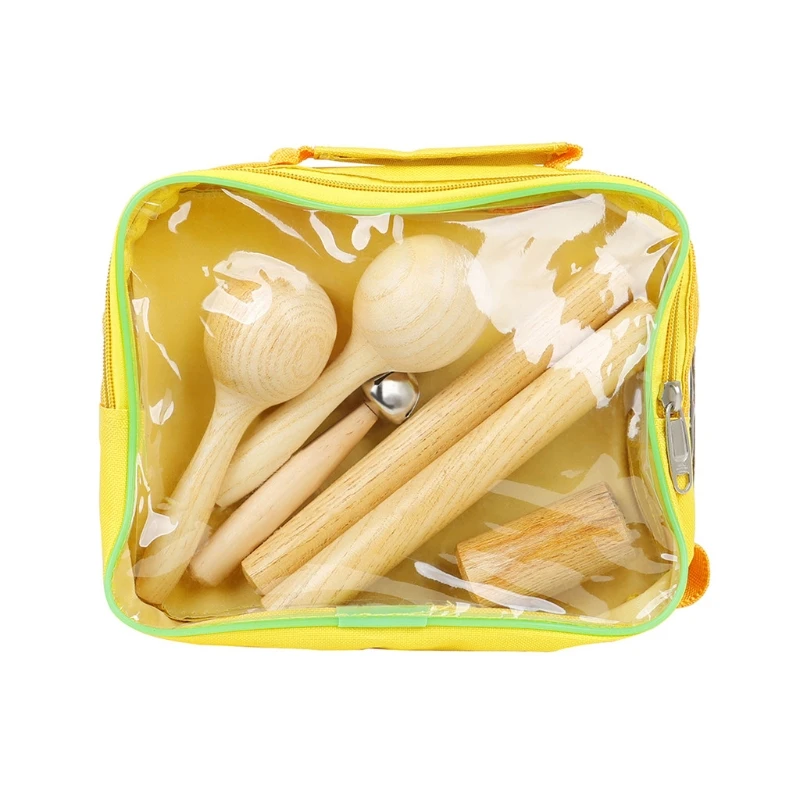 

4Piece Children's Percussion Set with Storage Carry Bag, Educational Wooden Plastic Metal Musical Instruments for Kids
