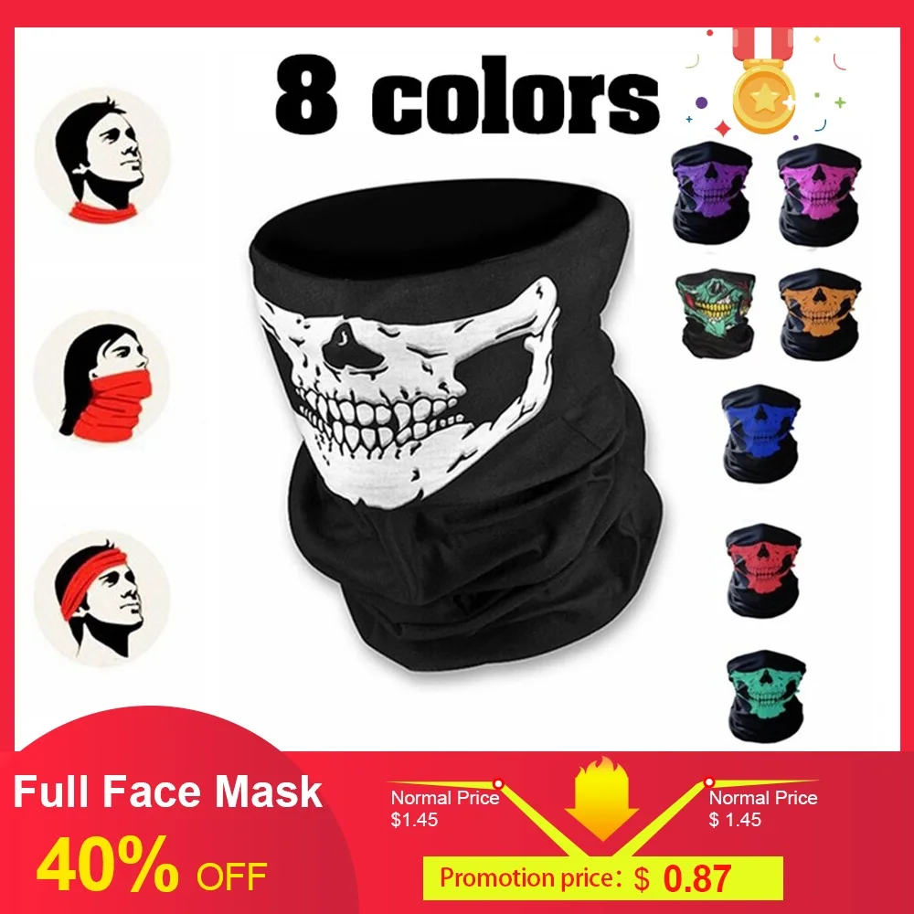 Полная маска для лица ветрозащитная повязка головы череп бандана шлем шеи термо