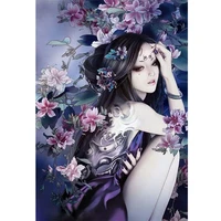 flower and woman printed canvas 14ct cross stitch kit diy embroidery craft handicraft knitting sewing festivals counted sales