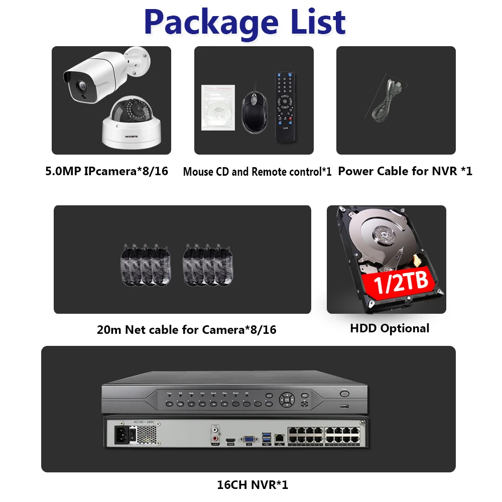 H.265 16CH 5MP POE NVR CCTV система открытый IP67 всепогодный ip-камеры с питанием по poe видео