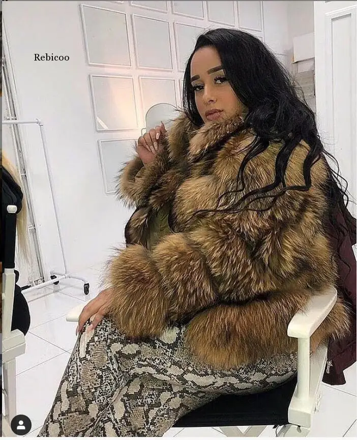 

Женская куртка, меховое пальто, женская зимняя теплая пушистая короткая куртка из искусственного меха енота, укороченная уличная одежда из ...