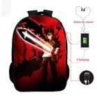 Аниме-рюкзаки унисекс для мальчиков и девочек, школьные ранцы с черным клевером для подростков, дорожные сумки для книг с USB-зарядкой, 16 дюймов
