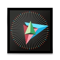 triangles black square frame hanging clock modern abstract design table watch home decor non ticking time graphic art