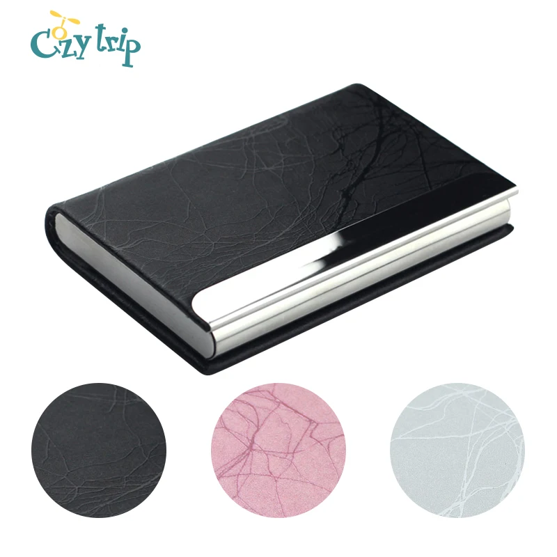 Визитница из искусственной кожи и нержавеющей стали для мужчин женщин|Держатели