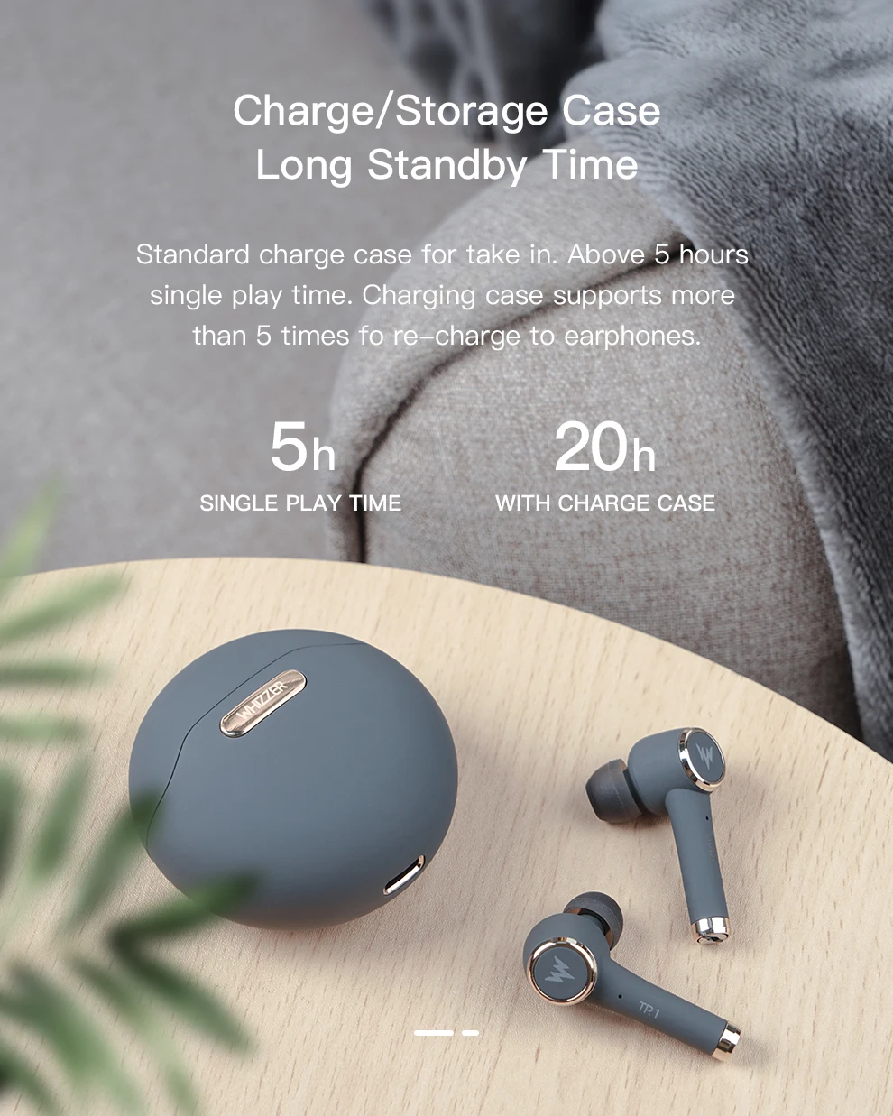 Whizzer TP1 беспроводные Bluetooth наушники TWS V5.0 водонепроницаемые IPX5 вкладыши 3D стерео беспроводные наушники с сенсорным управлением