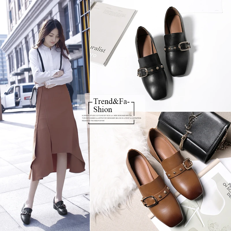 

Новинка Весна 2021, женская обувь ручной работы из первого слоя воловьей кожи в европейском и американском стиле, Молодежные туфли с квадратн...