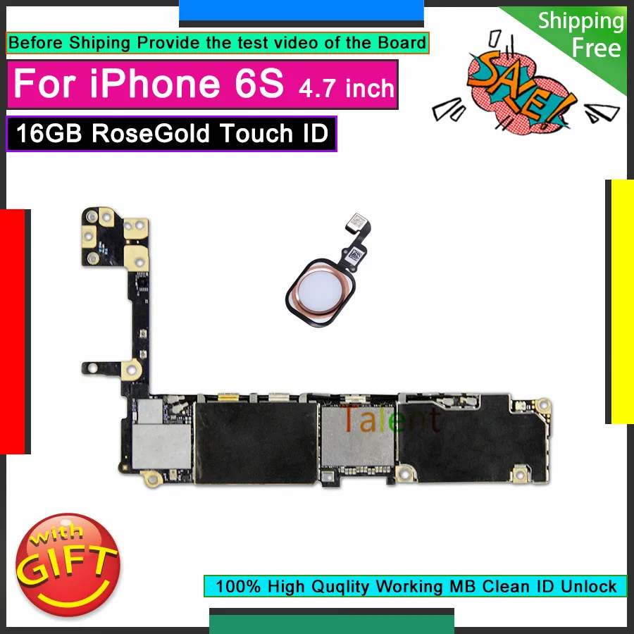 Для IPhone 6S материнская плата 16 Гб RoseGold Touch ID Кнопка Домой разблокировка
