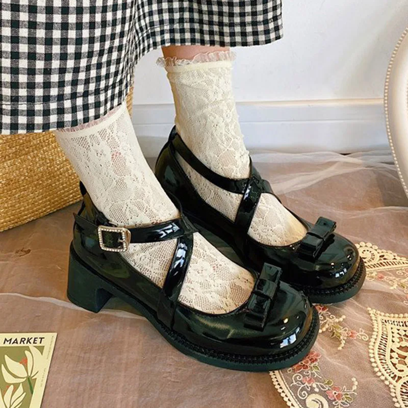 Туфли женские из лакированной кожи туфли лодочки в стиле ретро с перекрестной