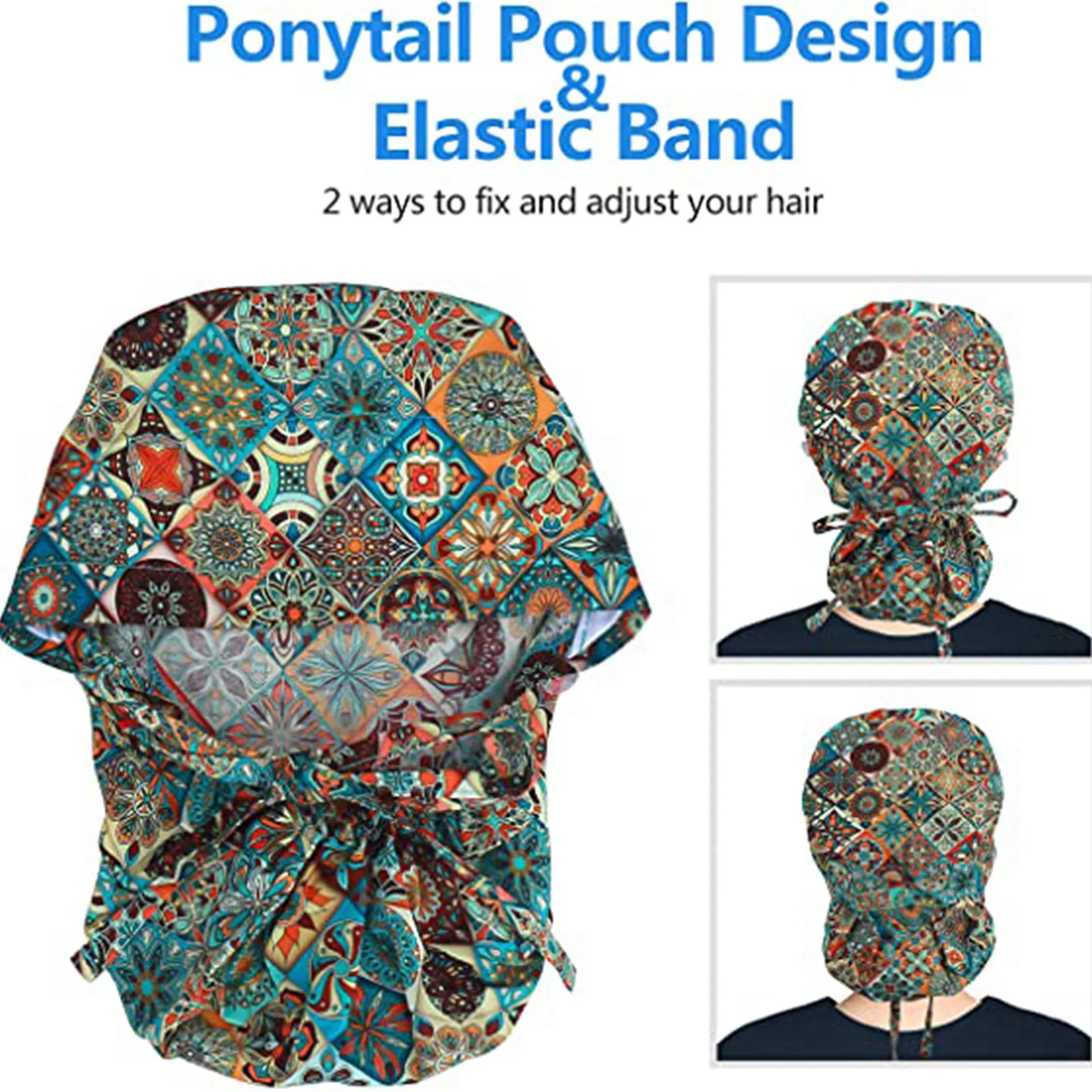 

Men's and Women's Nurse Cap Operating Room Pharmacy Nursing Laboratory Pet Shop Floral Print Bouffant Hat With Sweatband 2021