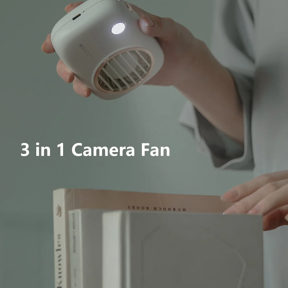 

3 IN 1 Camera Fan Super Light Adjustable Lanyard Neck Fan Bracket Desktop Fan With Flashlight Cooler For Travel Office Summer