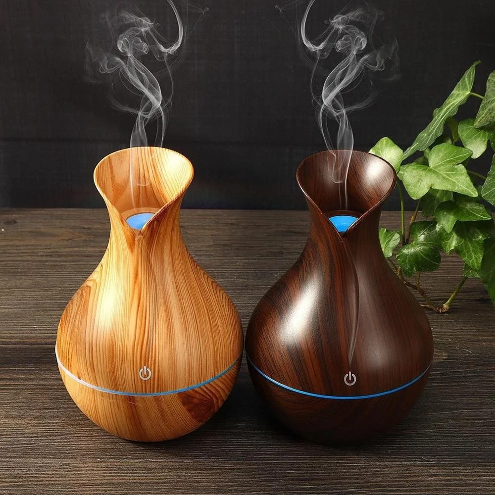 

USB Electric Air Humidifier Mini Wood Grain Aroma Diffuser Essential Oil Aromatherapy Cool Mist Maker With LED Use For Home