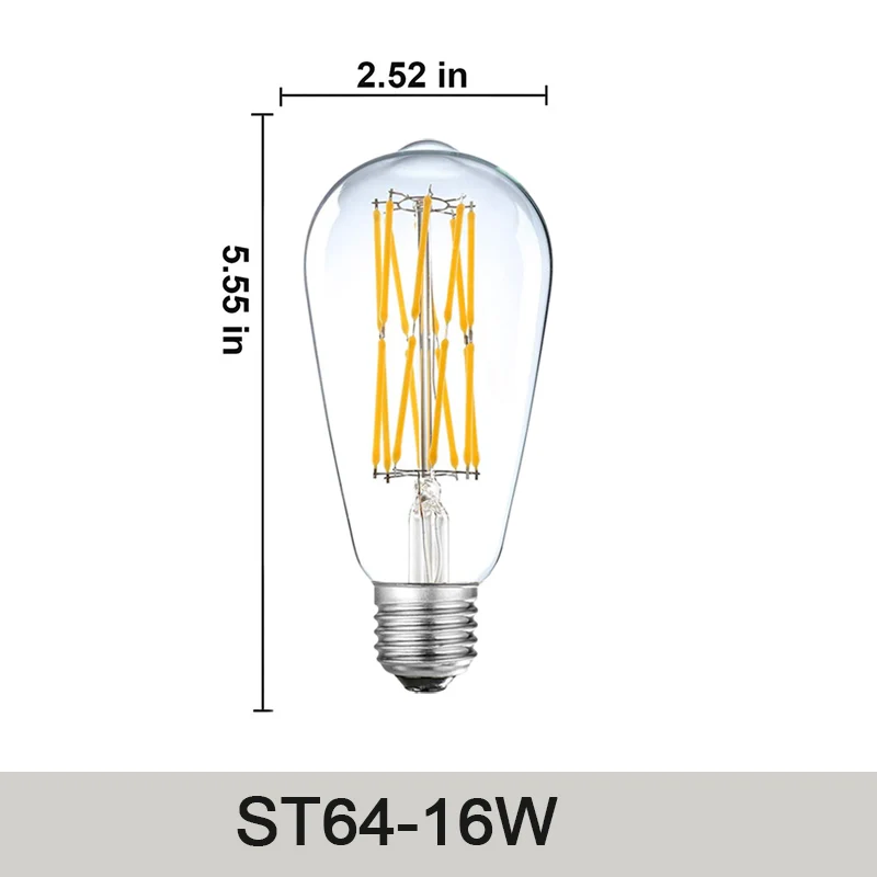 

Hcnew светодиодная лампа Edison ST64 янтарного цвета 12/16Вт E27