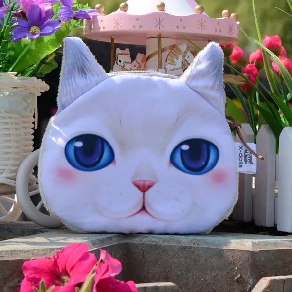 Милые дамские кошельки с 3D рисунком кошки мини Кошельки для монет животным
