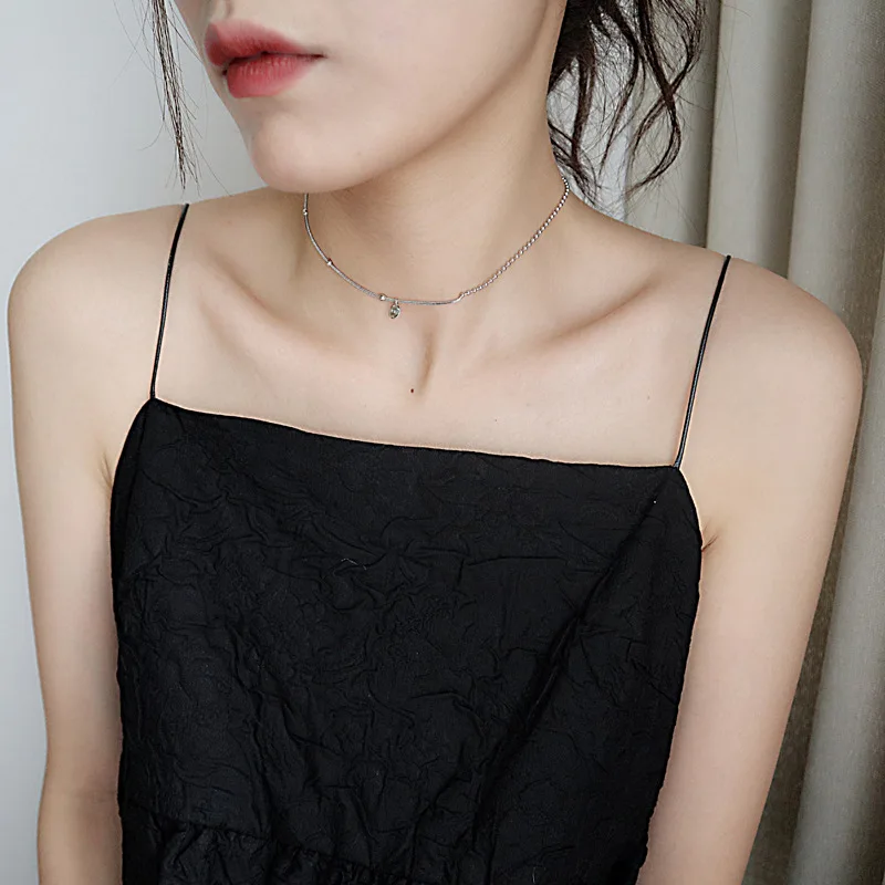 

Lucky Real 925 Sterling Silver Choker Collar Balls Short Necklaces Women Choker Clavicle Chain Necklace Fine Jewelry for Gifts
