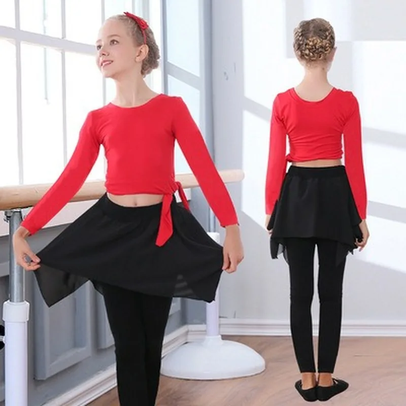 

Children's practice clothes children's cotton dance skirt summer sleeve length Chinese classical dance practice clothes
