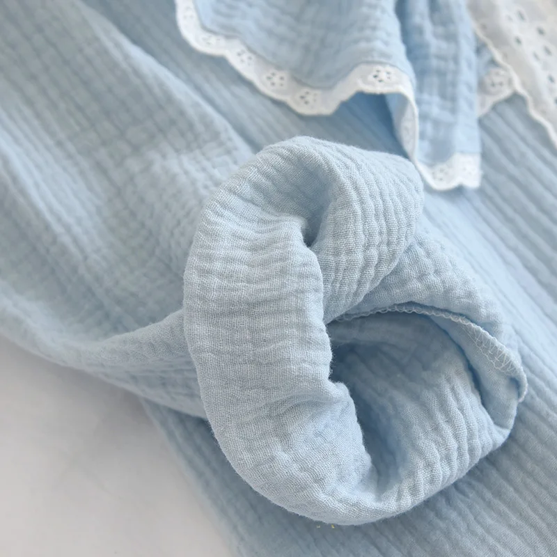 

Japanese nightdress princess style long skirt female spring and summer long-sleeved thin 100% cotton crepe sweet lace home dress