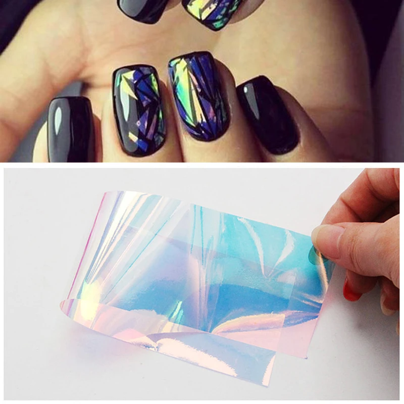 40*4 см голографические стеклянные наклейки для дизайна ногтей зеркальные из