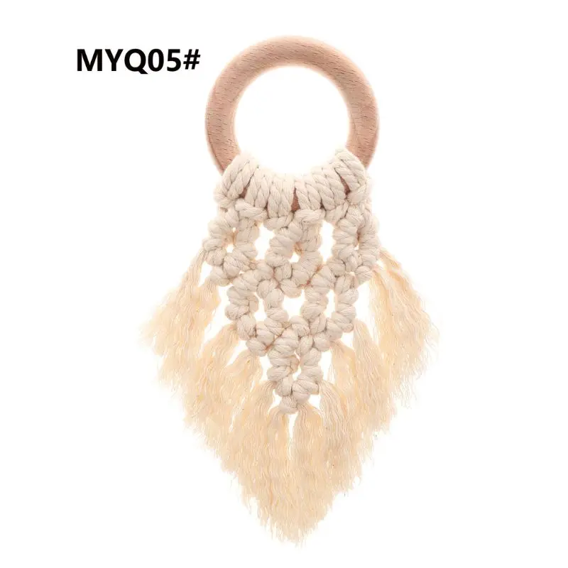 18 Радуга кисточкой макраме деревянный Boho детский Прорезыватель хлопок шнур дерево Прорезыватель зубов игрушка Душ подарок E65D - Цвет: 18