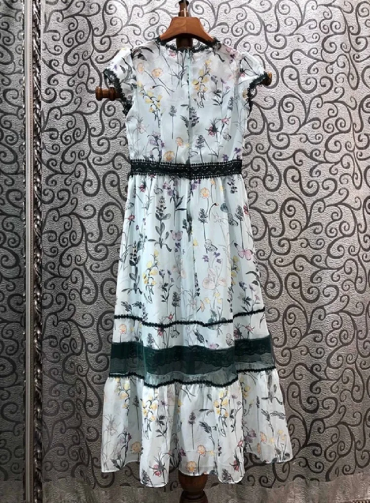 Женское платье с круглым вырезом элегантное составного кроя до середины икры