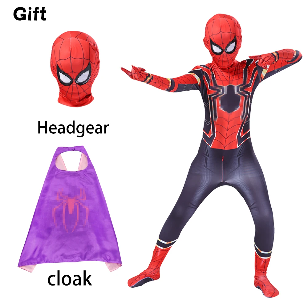

3-12Y Amazing Steel Spiderboy Cosplay Adult Children Halloween Costume Stage Performance Suit Super Heroes Bodysuit For Kids