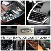 steering wheel safety belt buckle gearbox ac outlet cover trim for bmw x5 g05 x7 2019 2022 carbon fiber look accessories