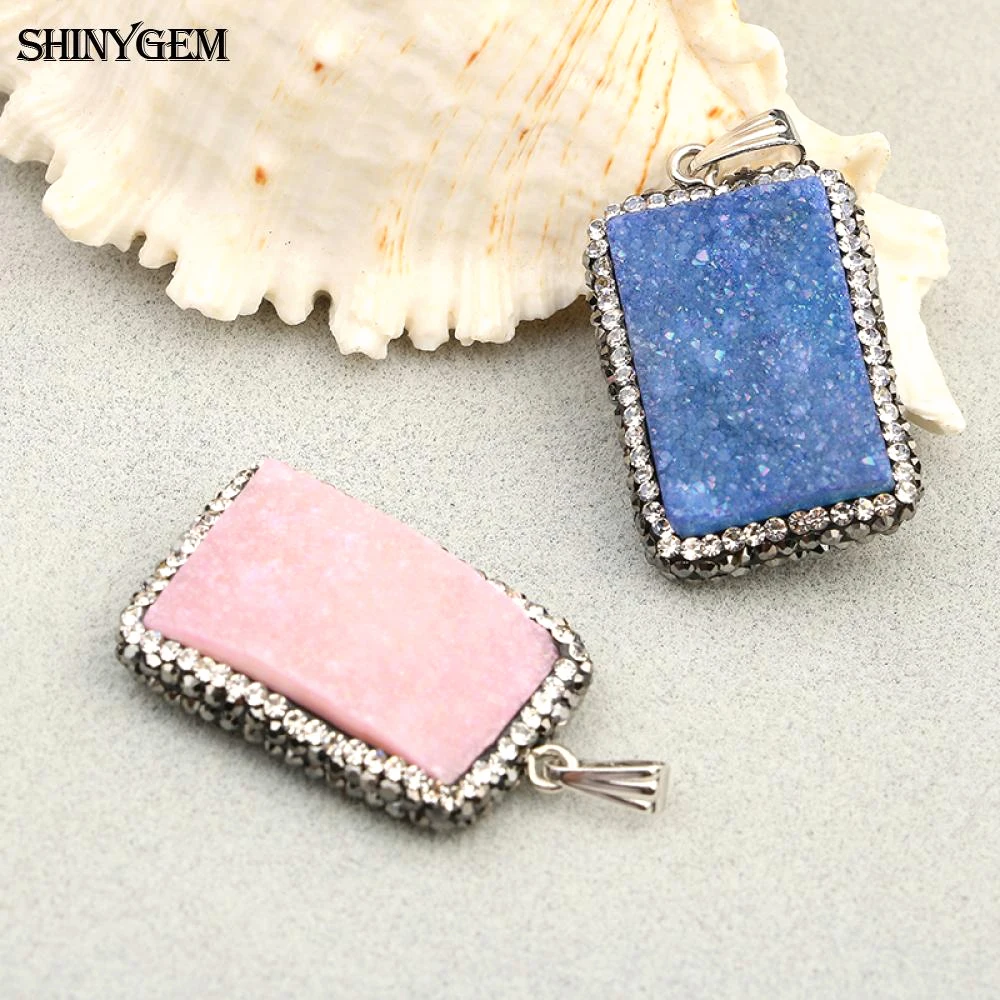 5 шт. прямоугольная чакра с натуральным кристаллом и микро инкрустацией циркония