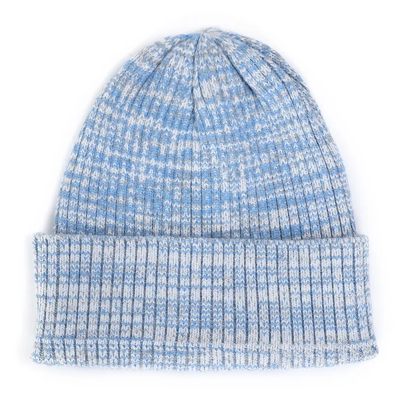Navy-blue Fashion woman variegated knit hat autumn and winter warm high quality cotton hat Innocent cap ladies casual ski mask peas - Цвет: Navy-blue