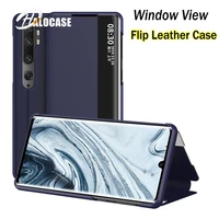 smart view case leather window cases for xiaomi mi note 10 lite cover flip for xiaomi redmi note 8 9 pro 9s mi 9 lite case