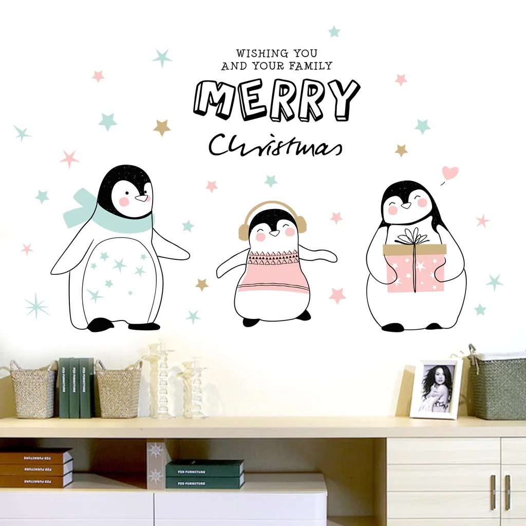Счастливый пингвин семья ПВХ стикер стены дома гостиной детской комнаты
