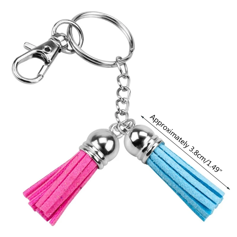 

100/60pcs Leather Tassel Pendants Jewelry Fiber Fringe Faux Suede Tassel with Caps for Keychain Straps DIY Accessories