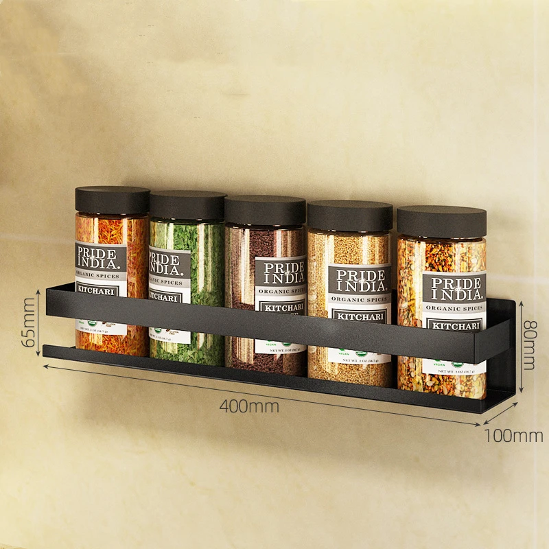 

30/40cm Black Stainless Steel Kitchen Storage Rack for Spice Seasoning Boxes Sundries Cleaning Tools Gadgets Organizer Container