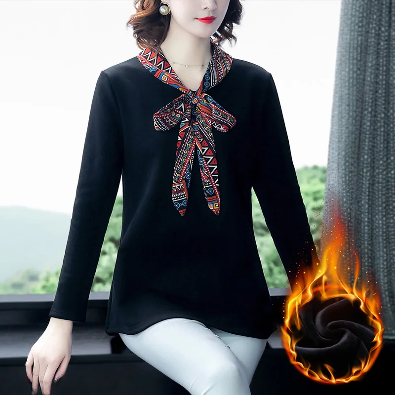 

Женская бархатная футболка с бантом, с V-образным вырезом