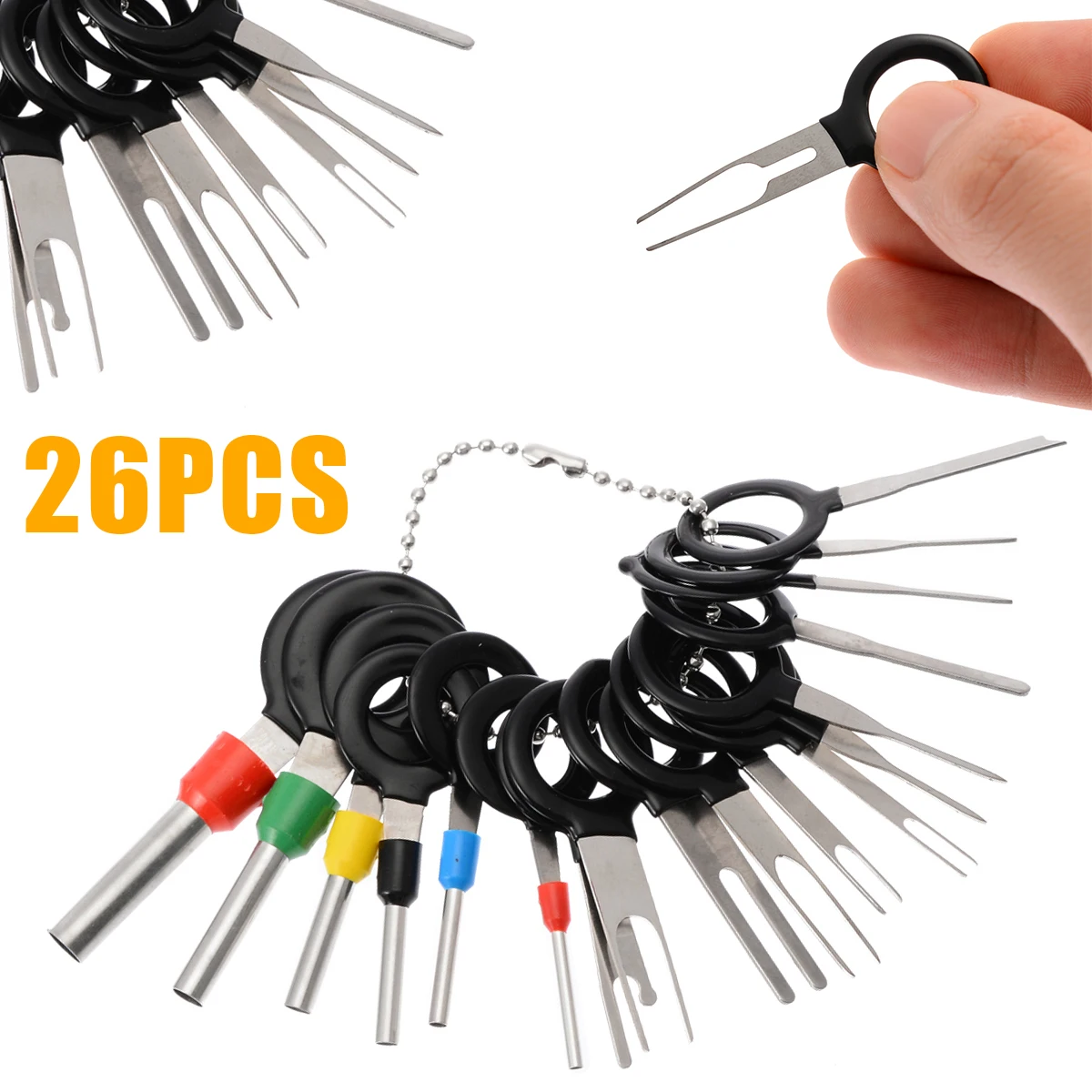 

26pcs Automotive Plug Wiring Harness Terminal Remove Tool Set Key Pin Car Electrical Wire Crimp Connector Extractor Kit