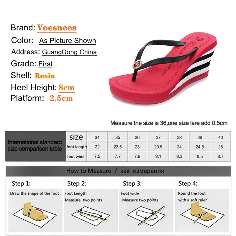 

Voesnees 2021 New Metal Decoration Women Slippers Fashion Summer High Heel Flip Flops Fashion Striped Comfort Wedges Sandals