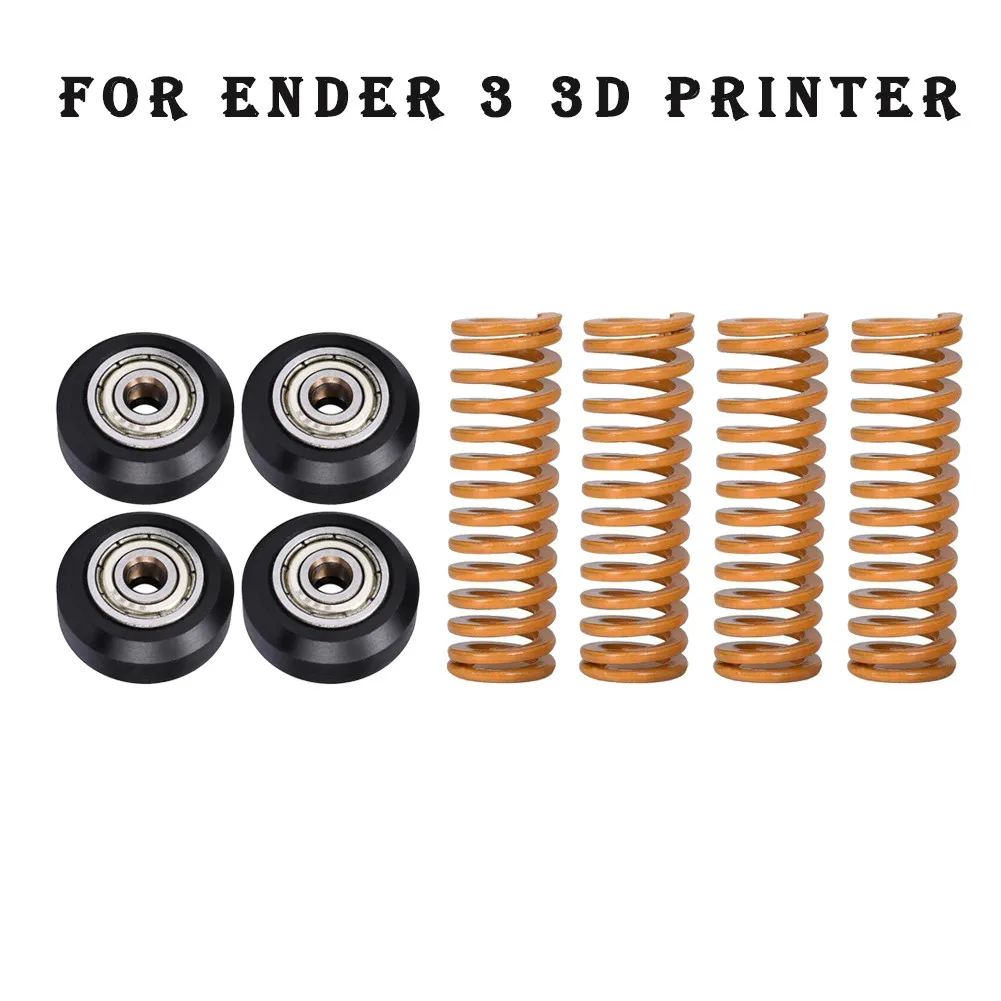 

4pcs For Creality POM Bearing Pulley+4pcs Hot Bed Springs For Ender 3 3D Printer POM Bearing Pulley