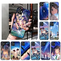 phone case for iphone 13 12 11 pro xs max se2020 x xr 7 8 6 6s plus your name anime tpu soft black matte silicone cases cover
