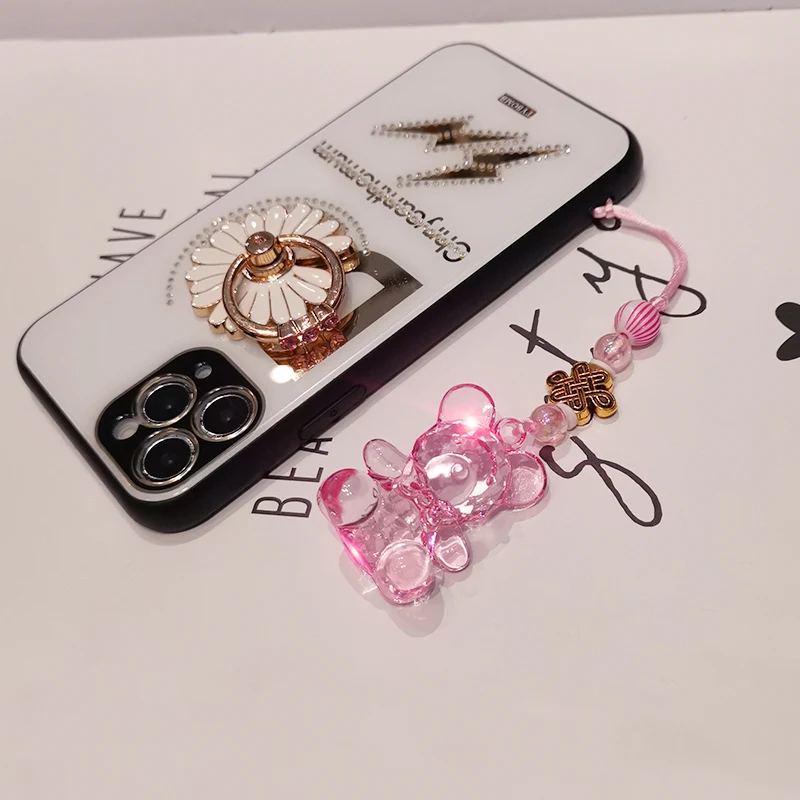 Подвеска в виде хрустального медведя шнурок для брелока идентификационная карта