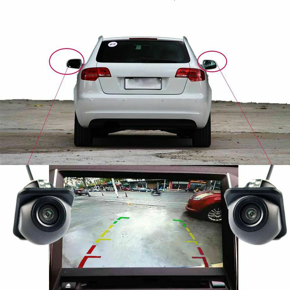 

1 Set Car Night Vision Safe Parking Accessories Side Mirror Blind Zone Camera Rear View Camera Waterproof Mini Connect Monitor