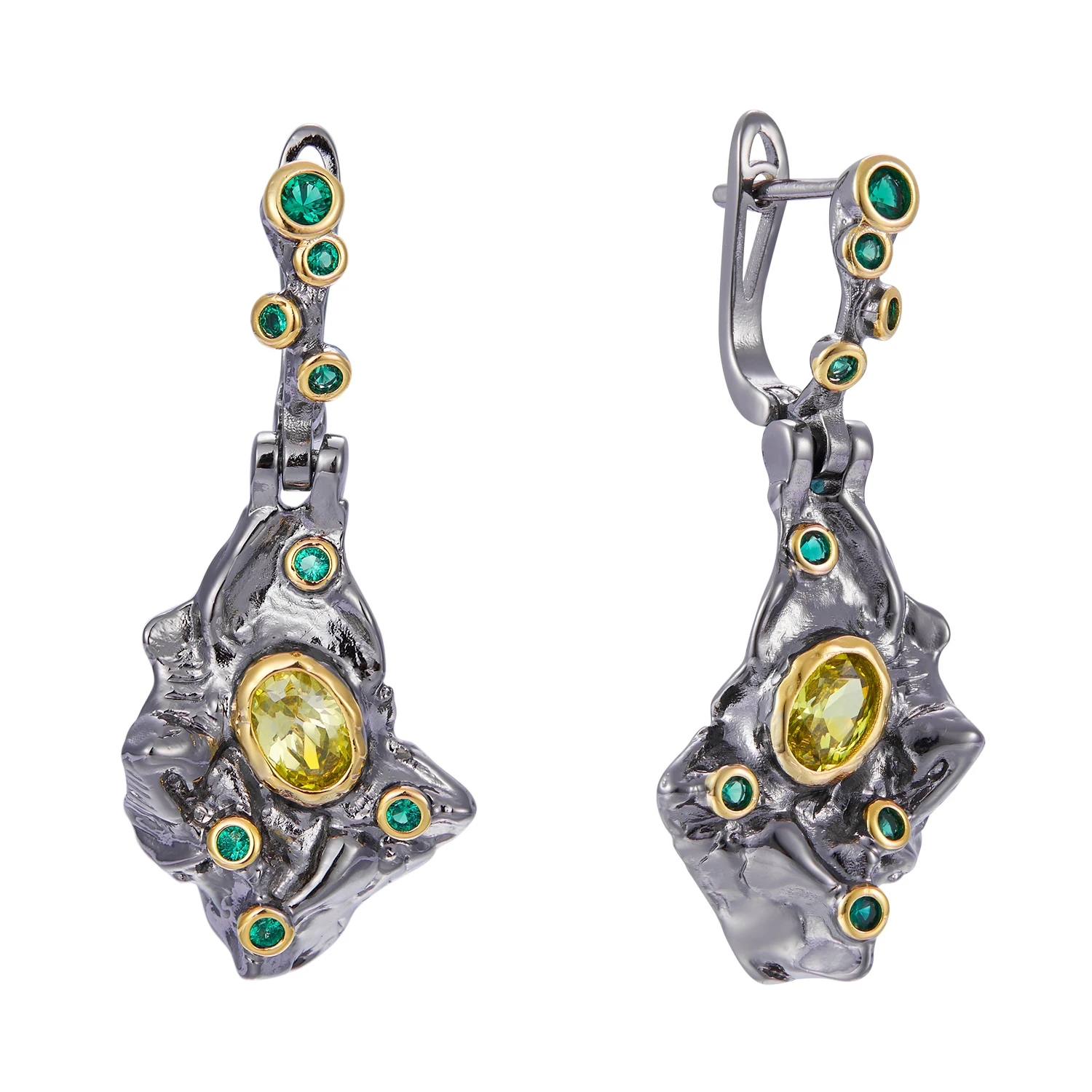

Fall Winter New Stone Age Collection Earrings for Women Ancient Look Olivine Green Zircon Unique Jewels