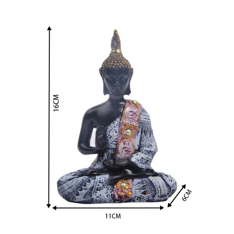 

NEYLEND Creative Resin Buddha Statue Sculptures Southeast Asia Buddhism Mini Figurines Living Room Ornament Home Decoration