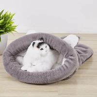 cat sleeping bag cute pets bed winter warm dog house cats kennel nest mat 2 in 1 pet cushion basket for small medium pets supply
