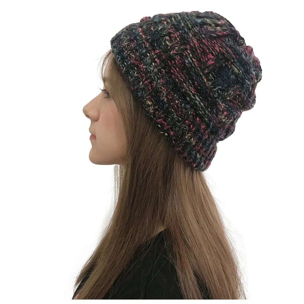 Женская модная повседневная шапка разноцветная уличная вязаные крючком шапки 2019