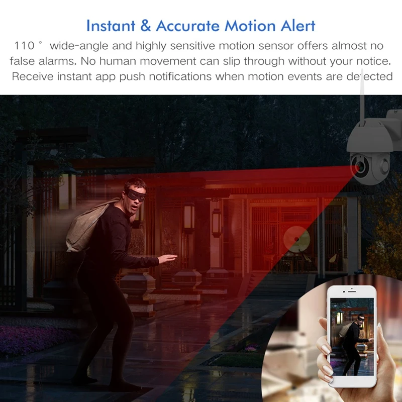 

1080P Wireless Network Camera, Outdoor High-Speed Dome Wireless Wifi Security Camera EU Plug