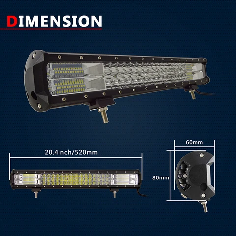 Auxtings 12-45in 180W-612W Tri-Row 7D Светодиодная панель Offroad Led Bar Combo Светодиодная рабочая панель для грузовика SUV ATV 4x4 4WD 12v 24V