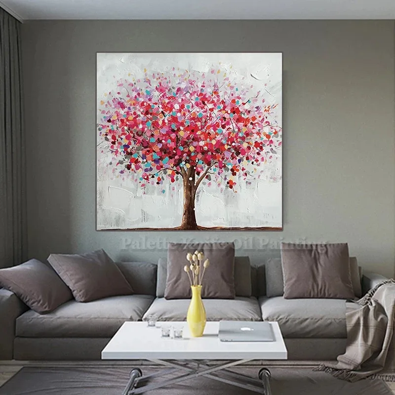 Современная Абстрактная Красочная картина маслом с изображением дерева