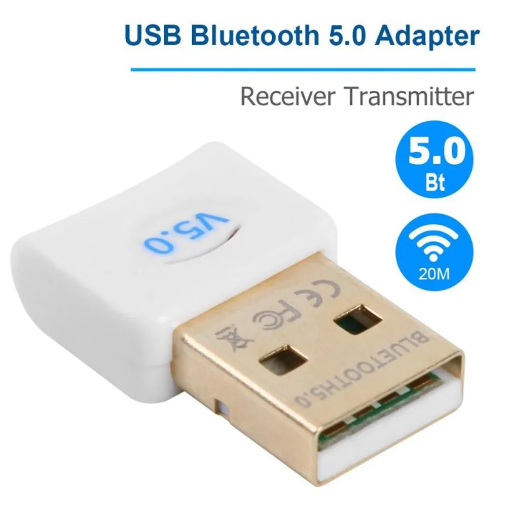 

Bluetooth 5.0 USB Wireless Transmitter Receiver Adapter with Built-in Driver CD for Windows 7/8/10 / Vista / XP