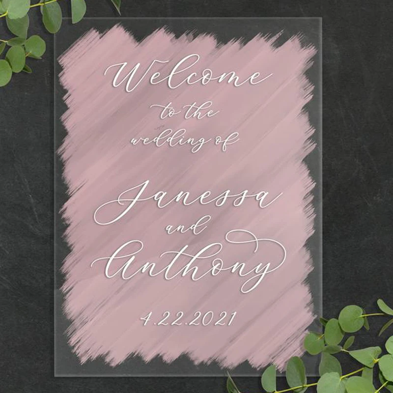 Свадебный знак приветствия персонализированный акриловый прозрачная роспись