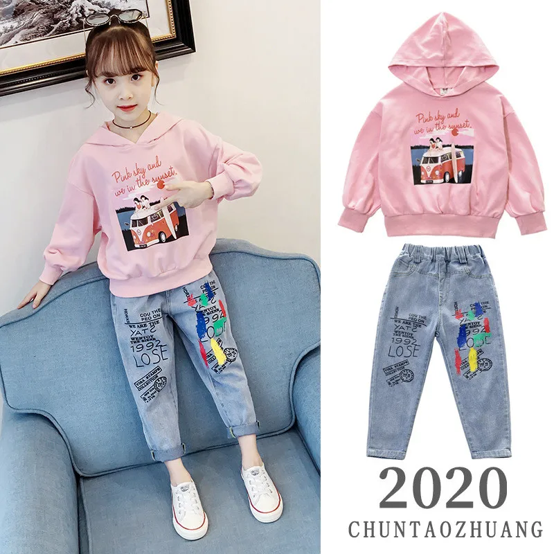 

2020 Toddler Clothing Autumn Baby Boys Girls Clothes Suits Infant Car Hooded T Shirt Pants 2pcs/sets Children Sports Costume